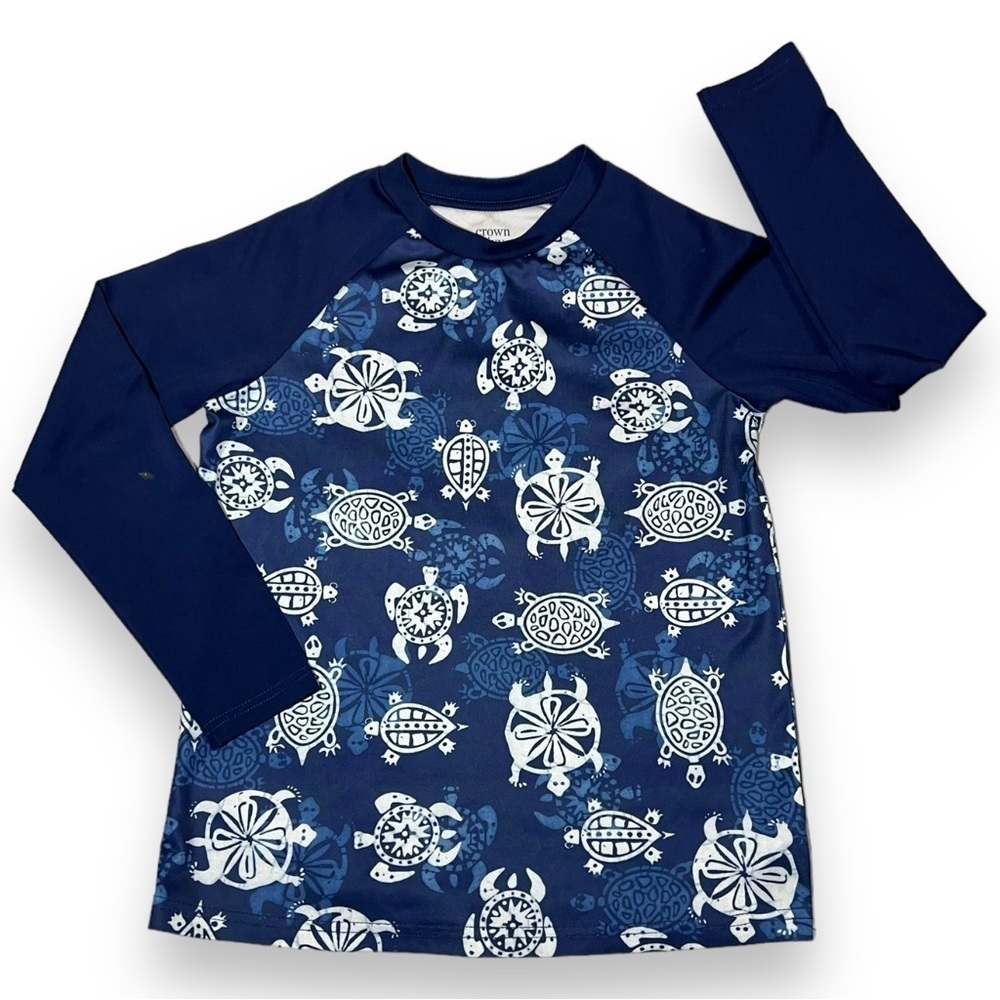 Crown & Ivy Kids Turtle Print Rashguard Navy Size Medium